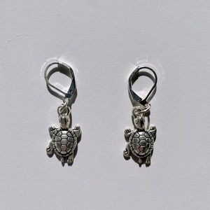 Silver Dangle Turtle Earrings